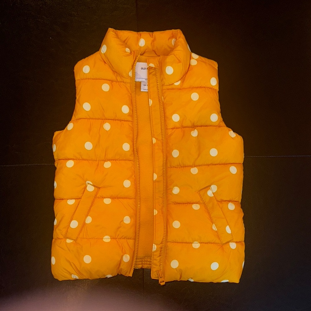 Old Navy Orange Polka Dot Puffer Vest
